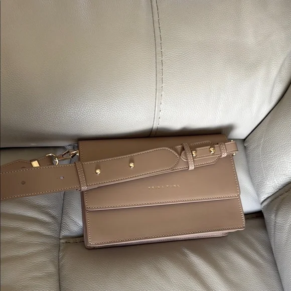 Trina Turk Tan Crossbody Bag with Modern Silhouette